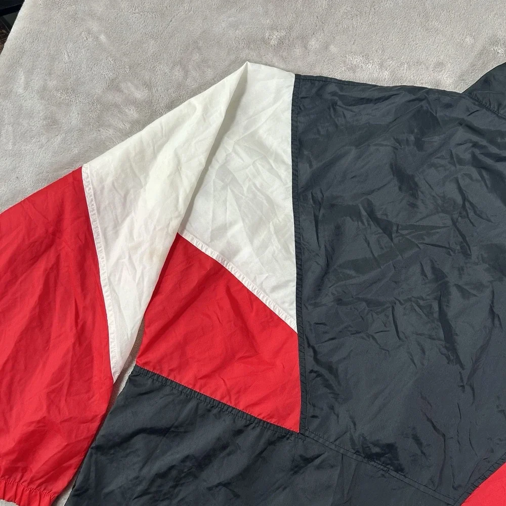 Vintage 80s Nike Windbreaker Jacket XL BRED Colorblock V-Panel Half Zip Retro